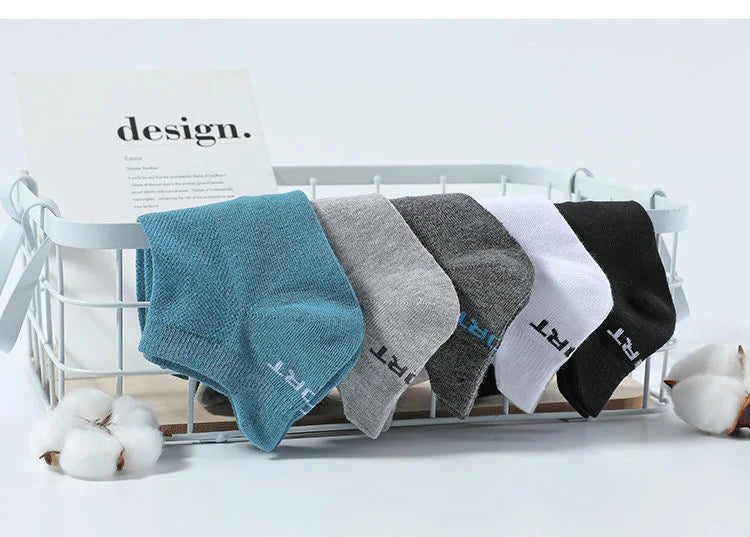 Men's Breathable Cotton Ankle Socks (5 Pairs)