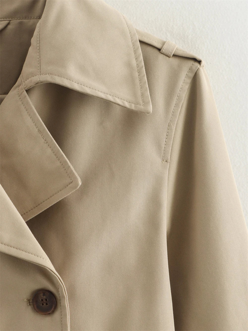 Women's Vintage Double-Breasted Cropped Trench