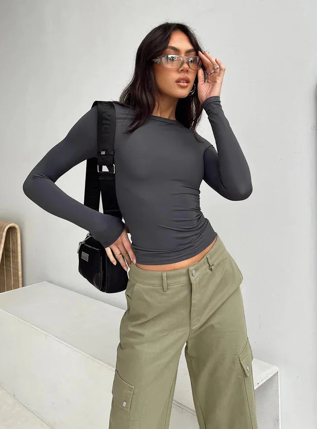 Women's Slim Fit Long Sleeve Crop Tee