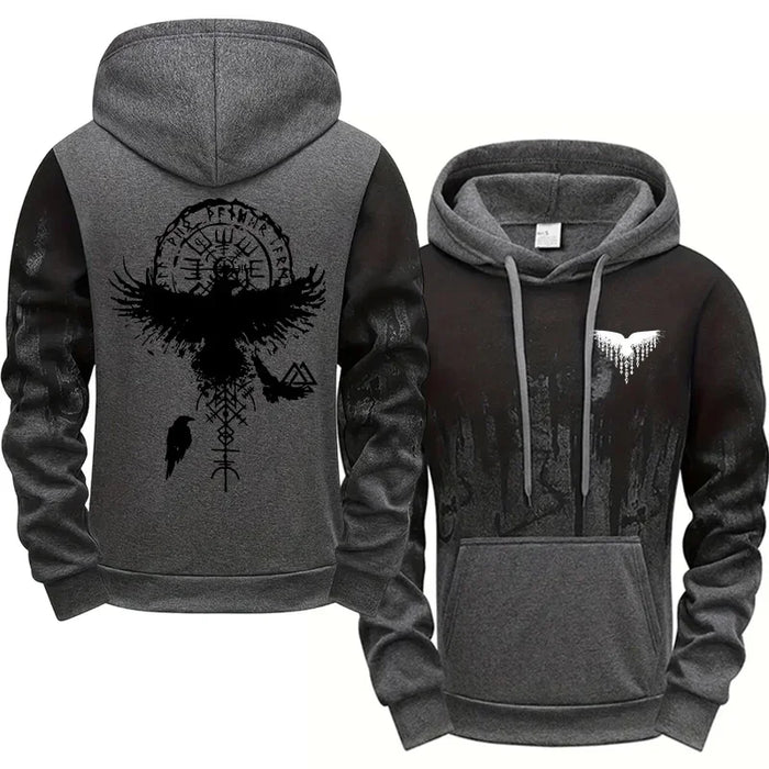 Men's Viking Raven Print Hoodie