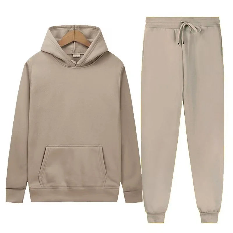 Men's Solid Hoodie & Pants Set