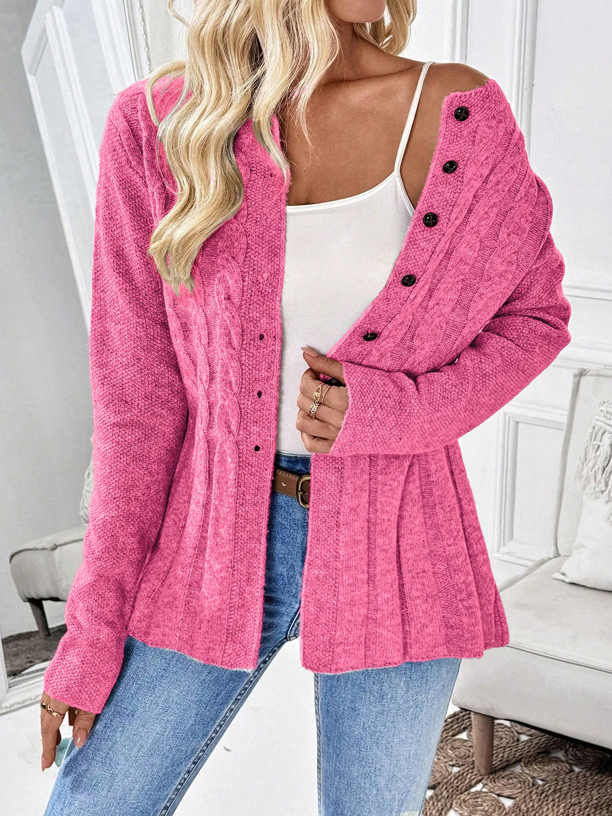Women's Solid Knit Cardigan Sweater