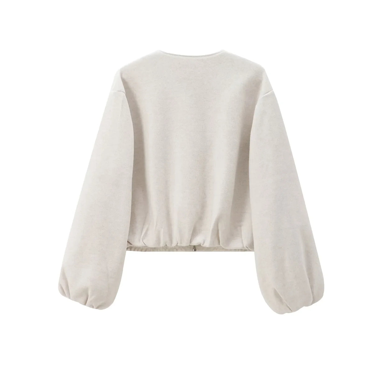 Women's Cropped Faux Wool Bomber Jacket