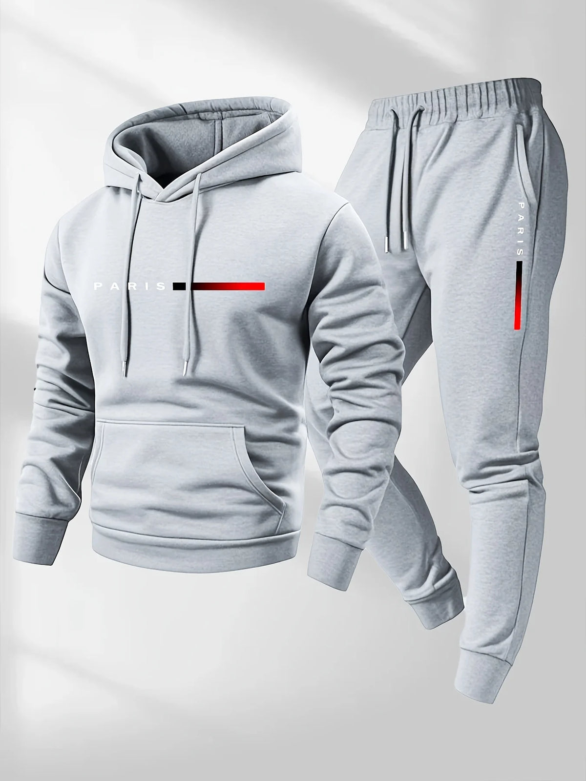 Men's Paris Print Fleece Hoodie & Pants Set