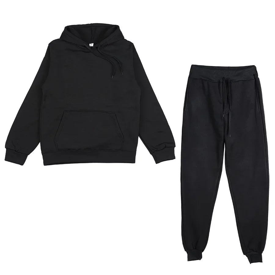 Men's Solid Hoodie & Pants Set