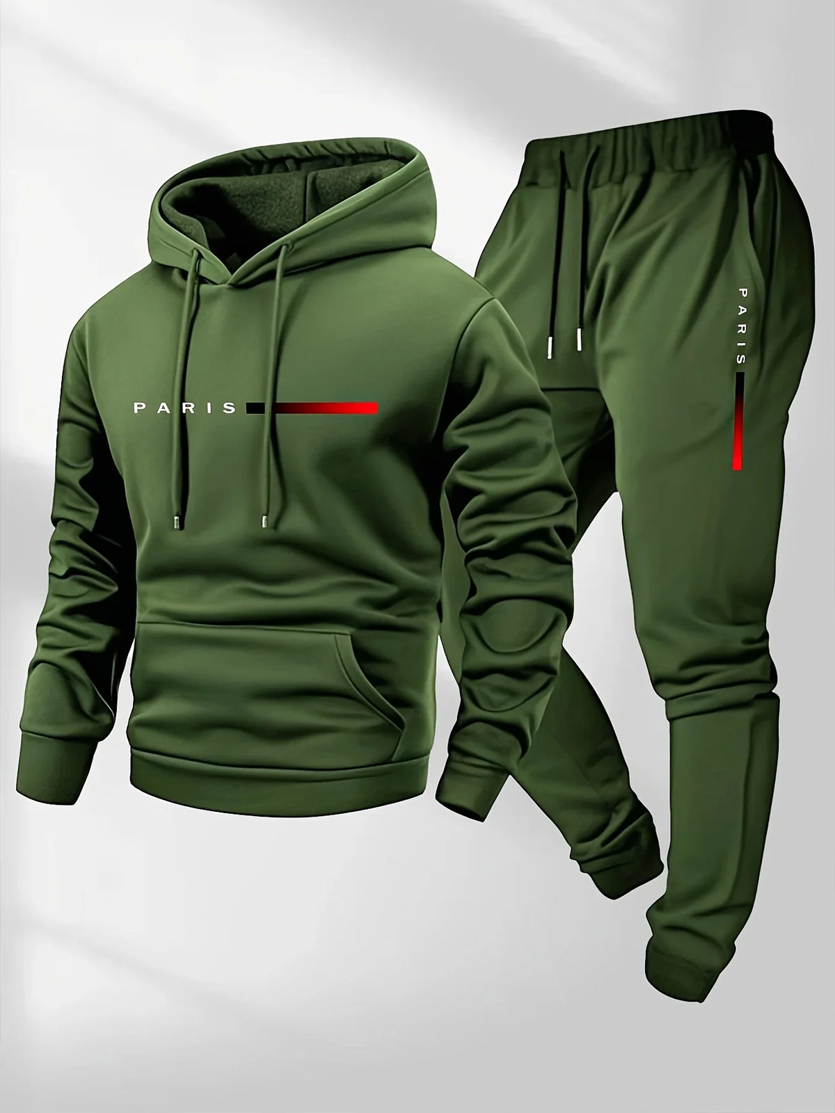 Men's Paris Print Fleece Hoodie & Pants Set