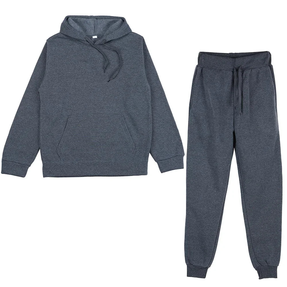 Men's Solid Hoodie & Pants Set