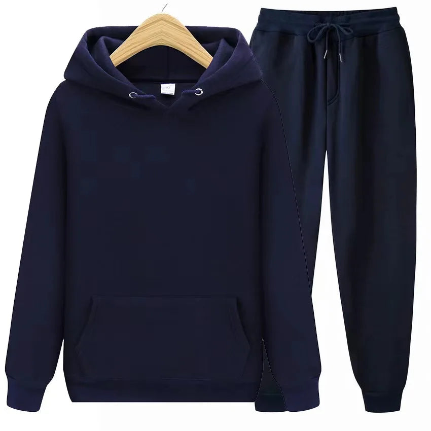 Men's Solid Hoodie & Pants Set