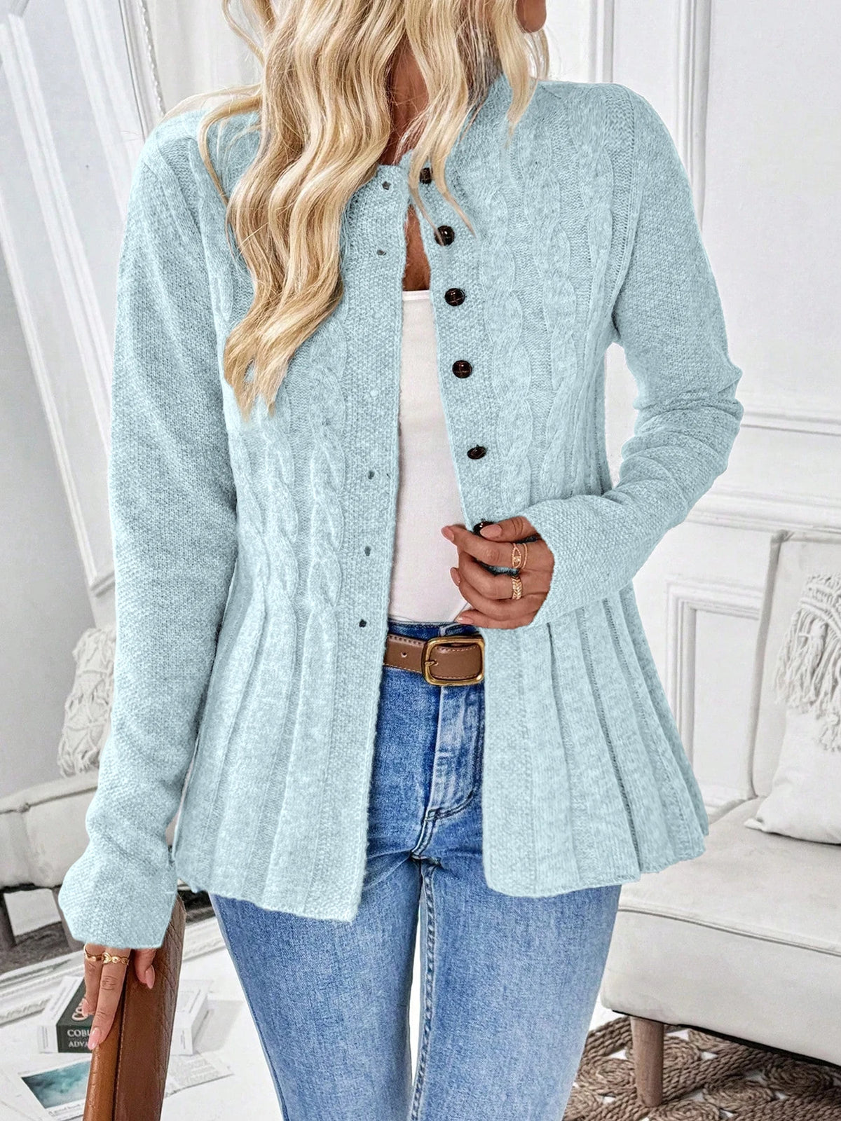 Women's Solid Knit Cardigan Sweater