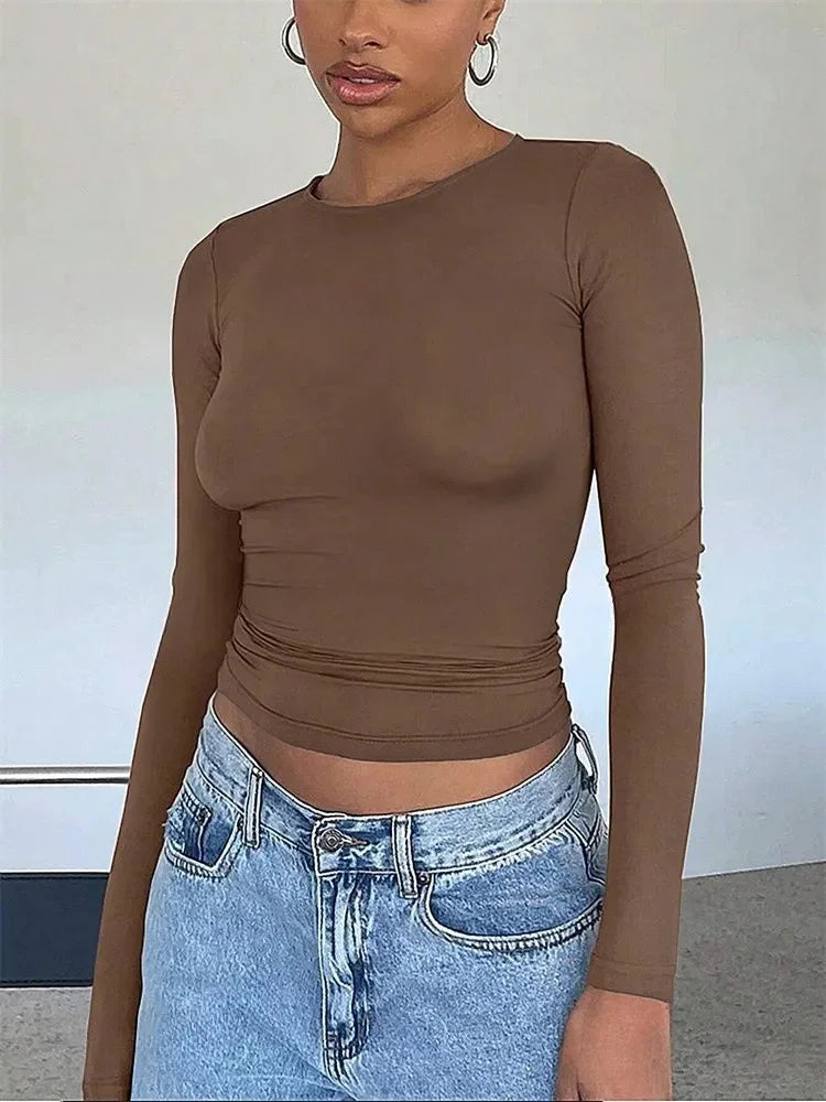 Women's Basic Long Sleeve Crop Top