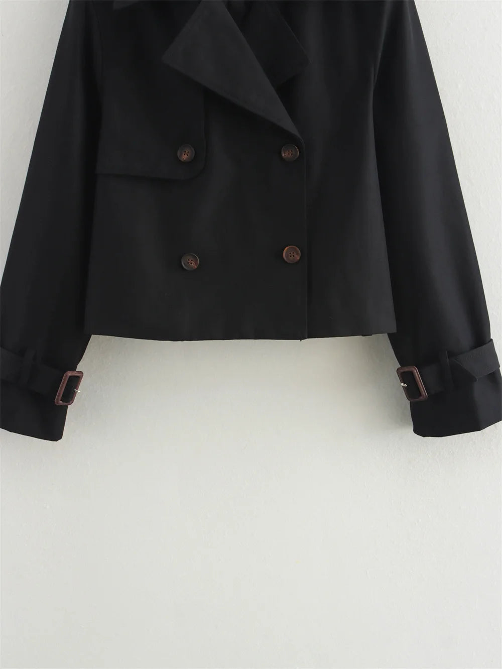 Women's Vintage Double-Breasted Cropped Trench
