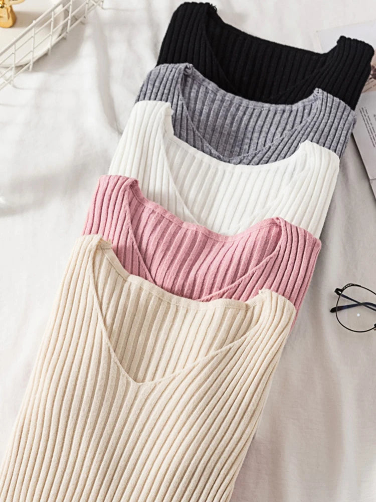 Women's Knitted V-Neck Pullover Sweater