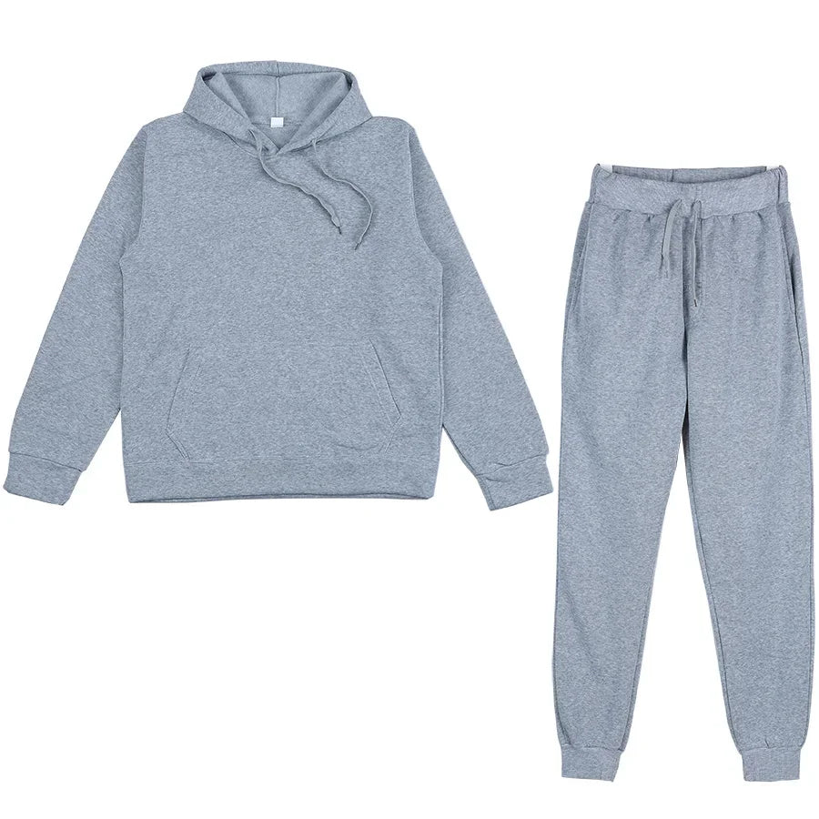 Men's Solid Hoodie & Pants Set