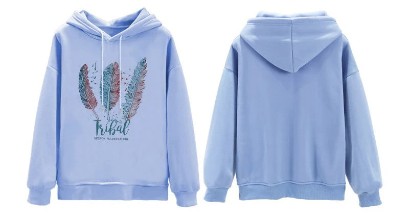 Women's Feather Print Fleece Sweatshirt
