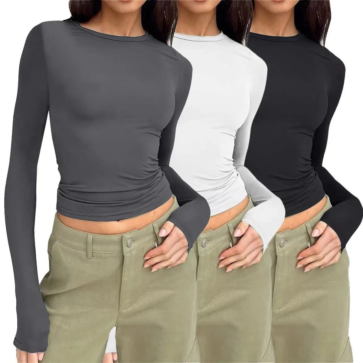 Women's Slim Fit Long Sleeve Crop Tee