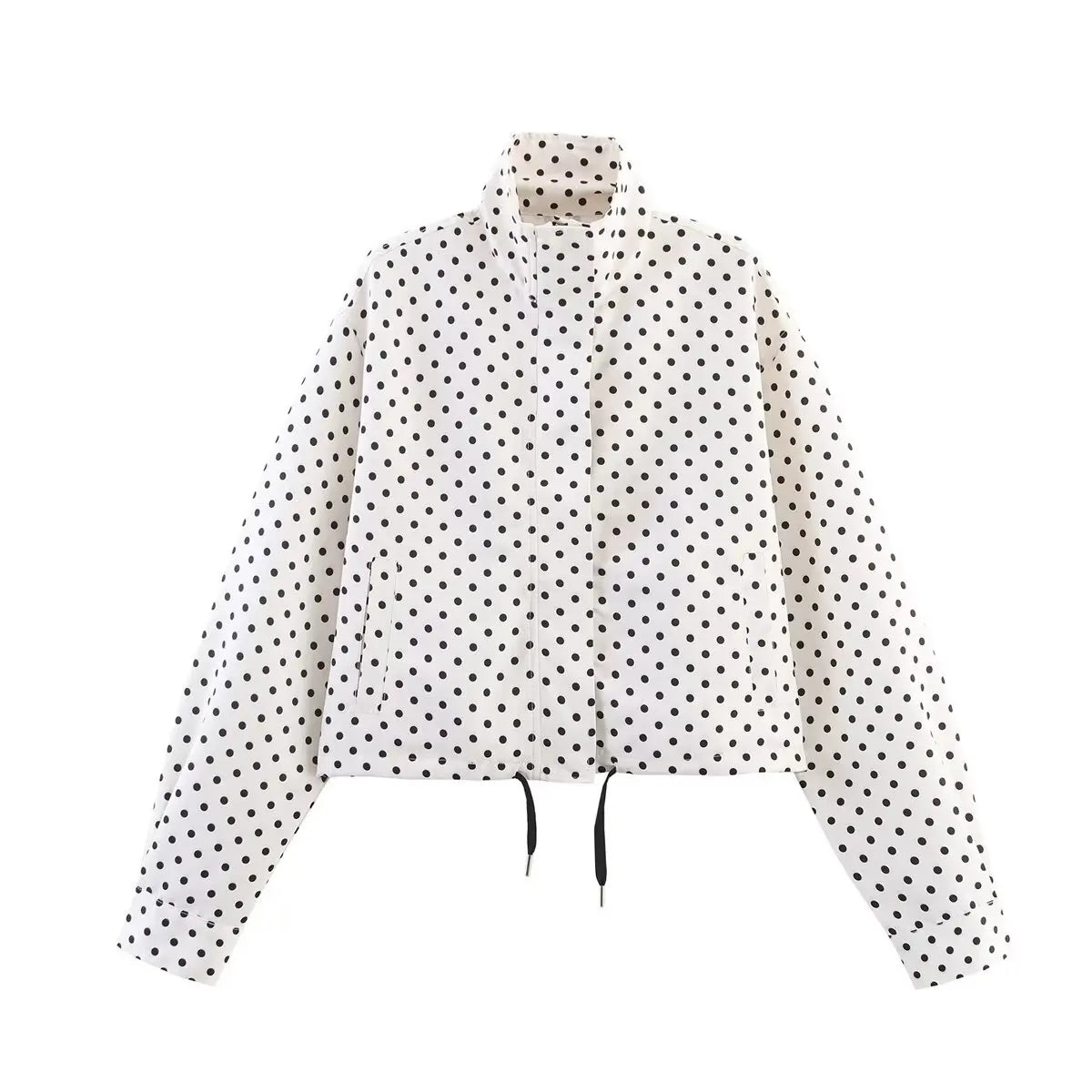 Women's Polka Dot Turtleneck Zip Jacket