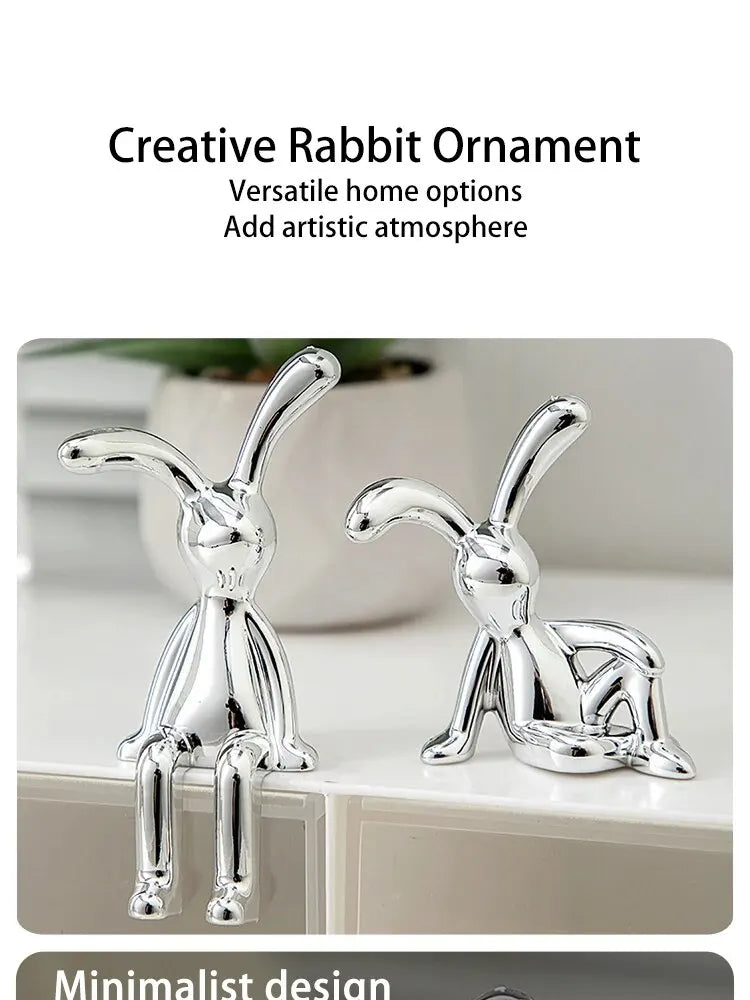 Long-Eared Rabbit Figurines (2 Pcs)