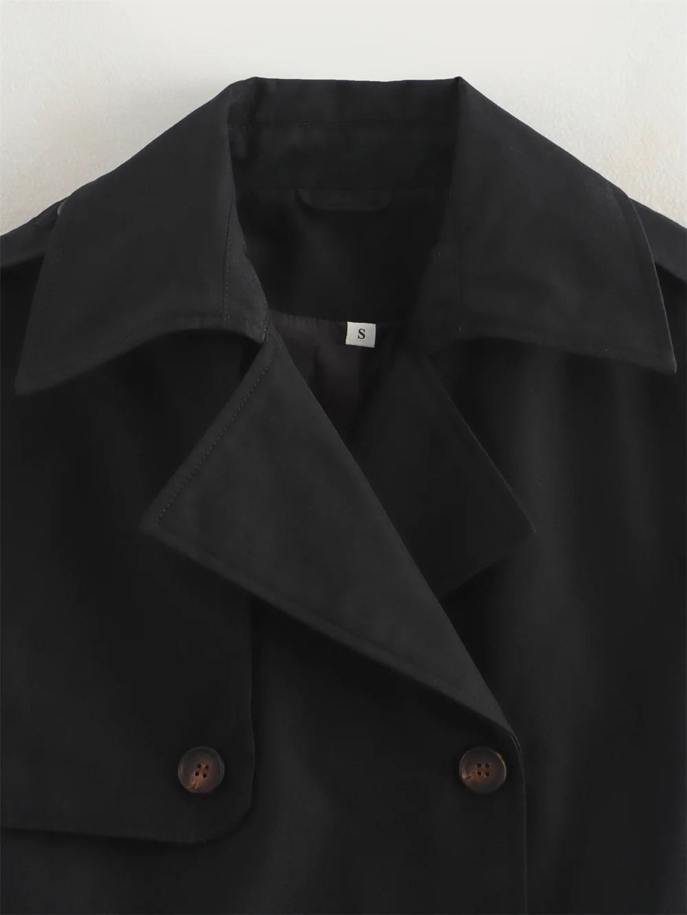 Women's Vintage Double-Breasted Cropped Trench