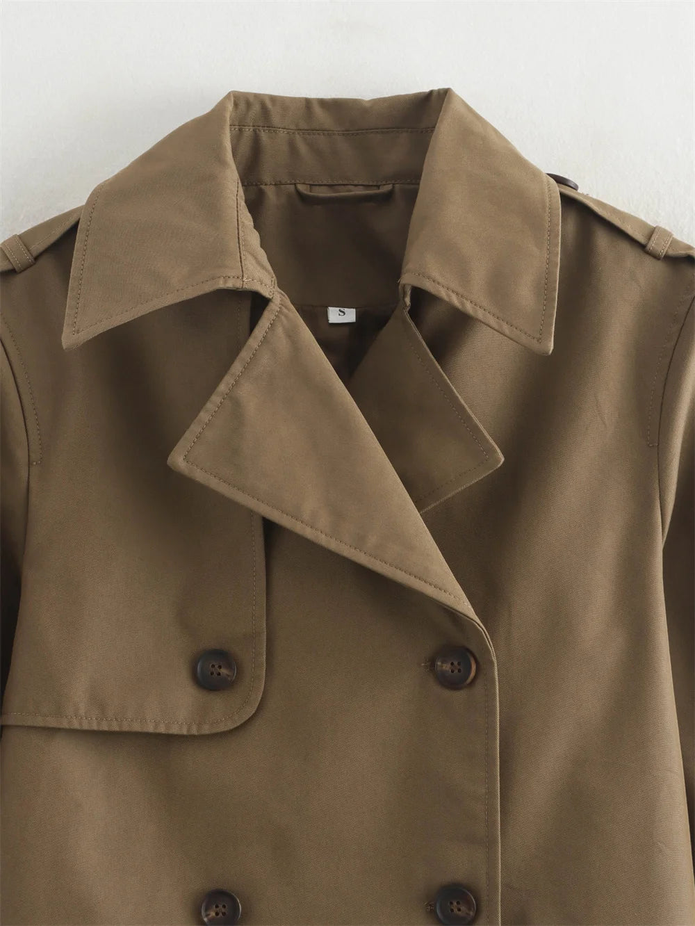 Women's Vintage Double-Breasted Cropped Trench