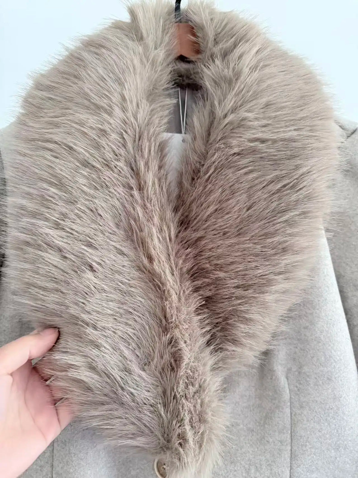 Women's Belted Coat with Faux Fur Collar