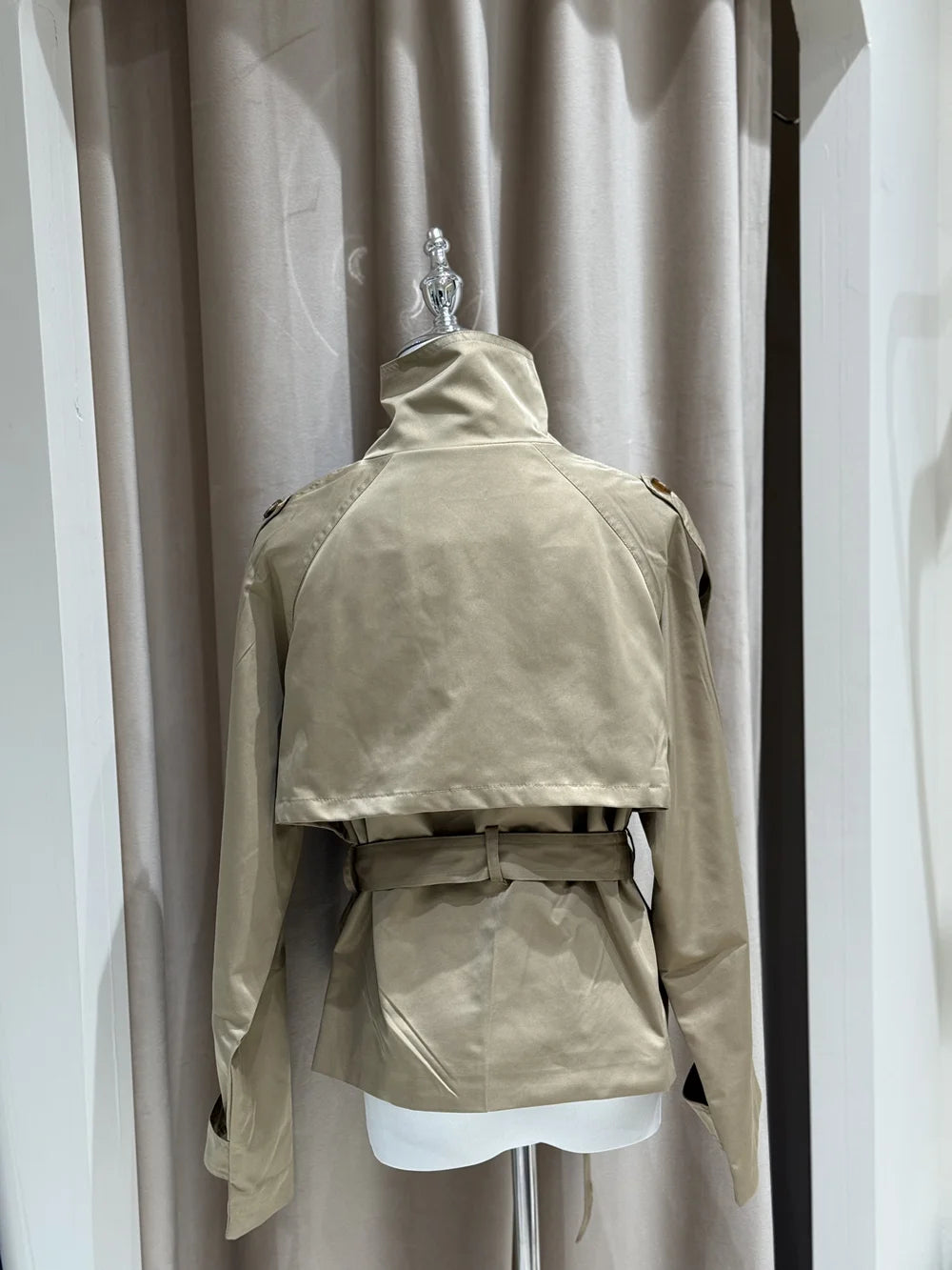 Women's Belted Cropped Trench Jacket