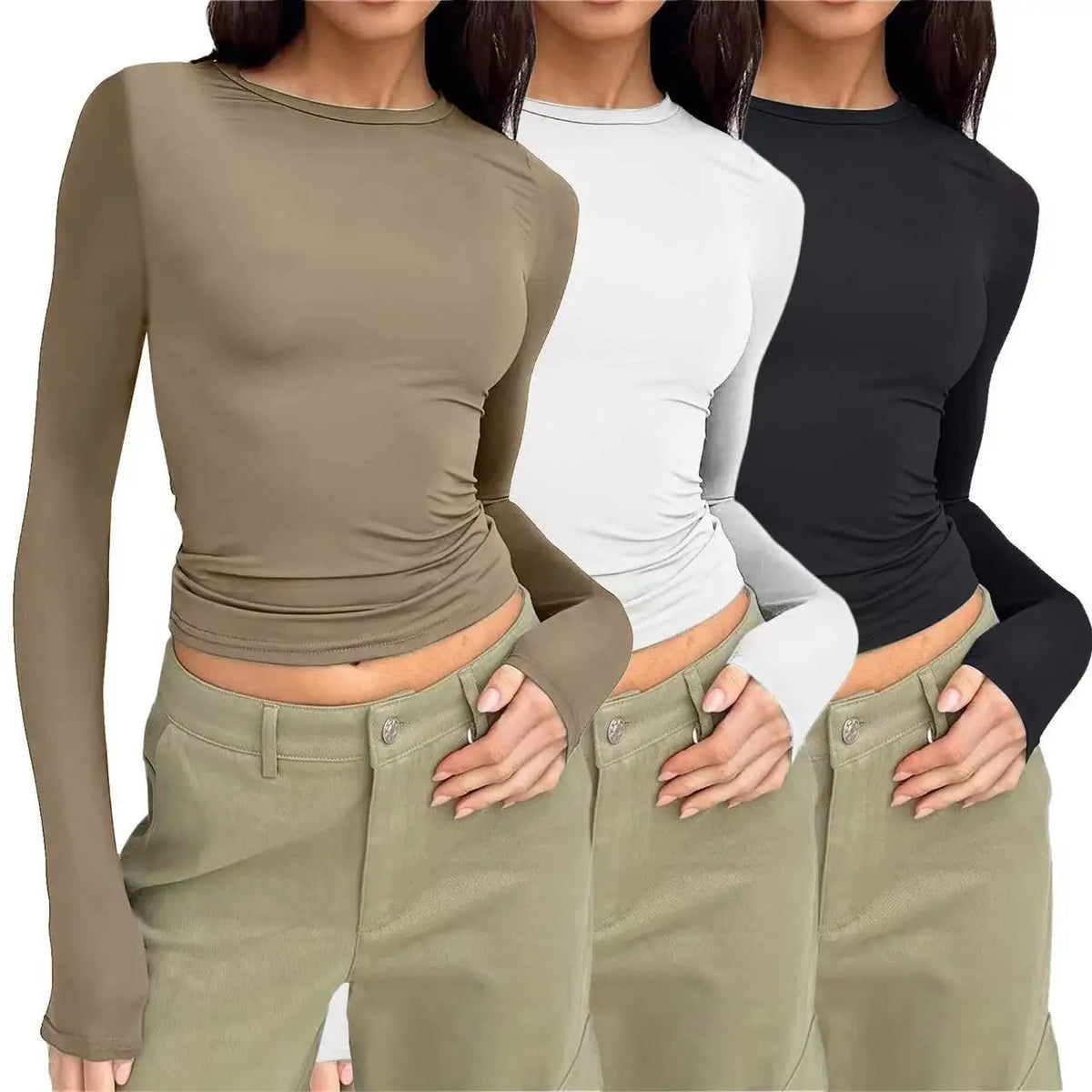Women's Slim Fit Long Sleeve Crop Tee