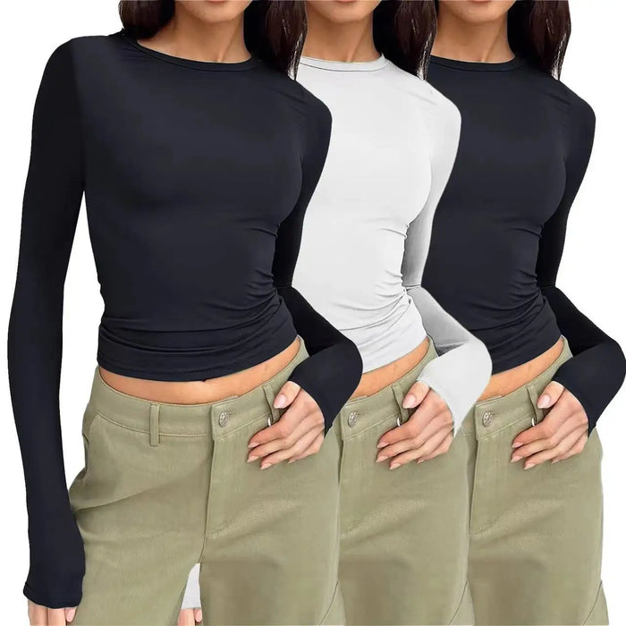 Women's Slim Fit Long Sleeve Crop Tee