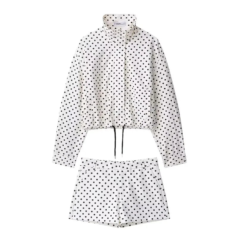 Women's Polka Dot Turtleneck Zip Jacket