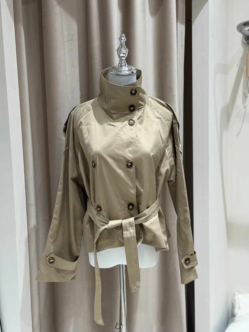 Women's Belted Cropped Trench Jacket