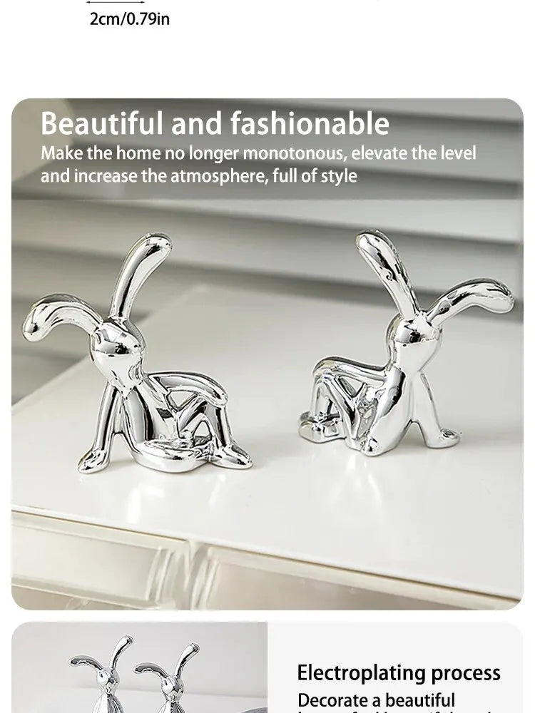 Long-Eared Rabbit Figurines (2 Pcs)