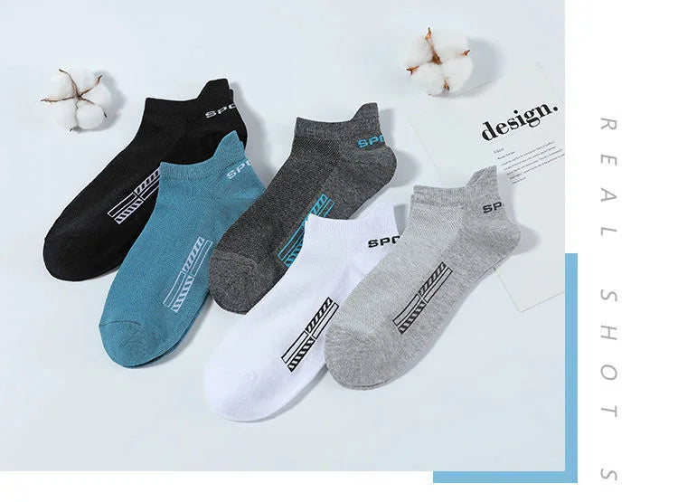 Men's Breathable Cotton Ankle Socks (5 Pairs)