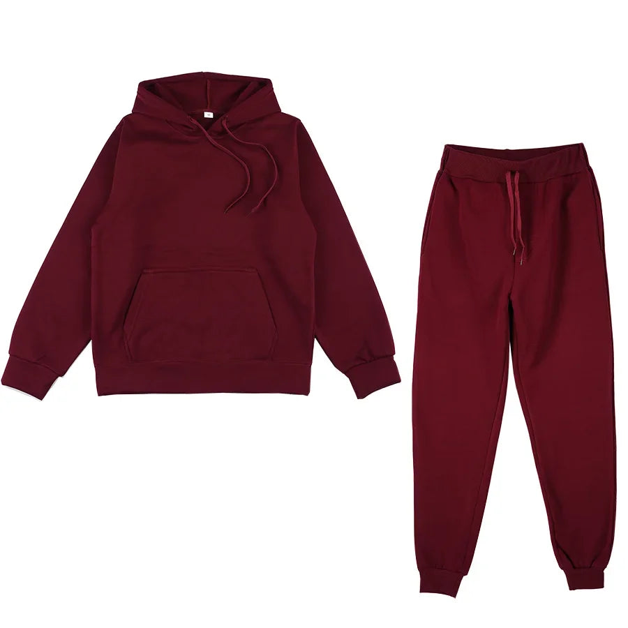 Men's Solid Hoodie & Pants Set