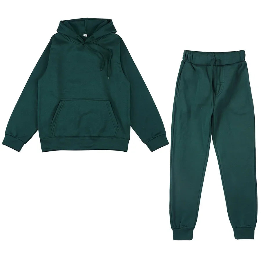 Men's Solid Hoodie & Pants Set