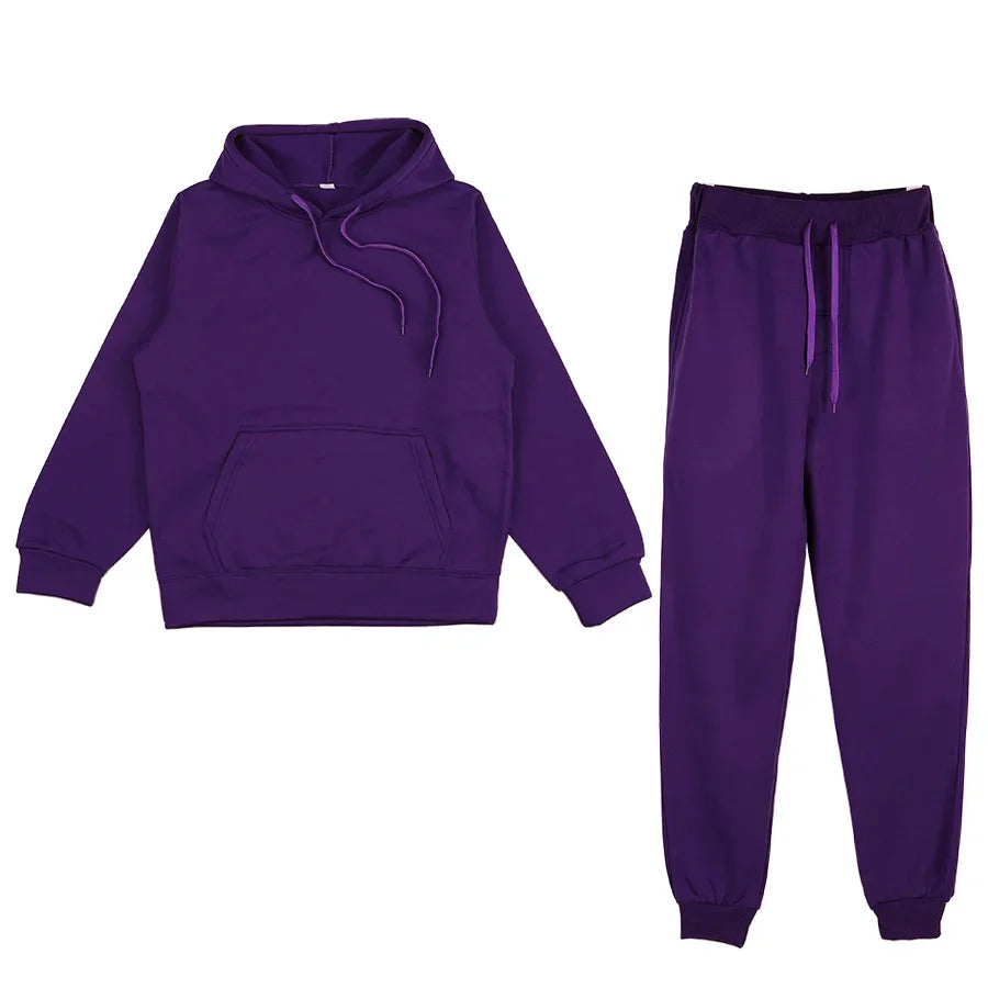 Men's Solid Hoodie & Pants Set