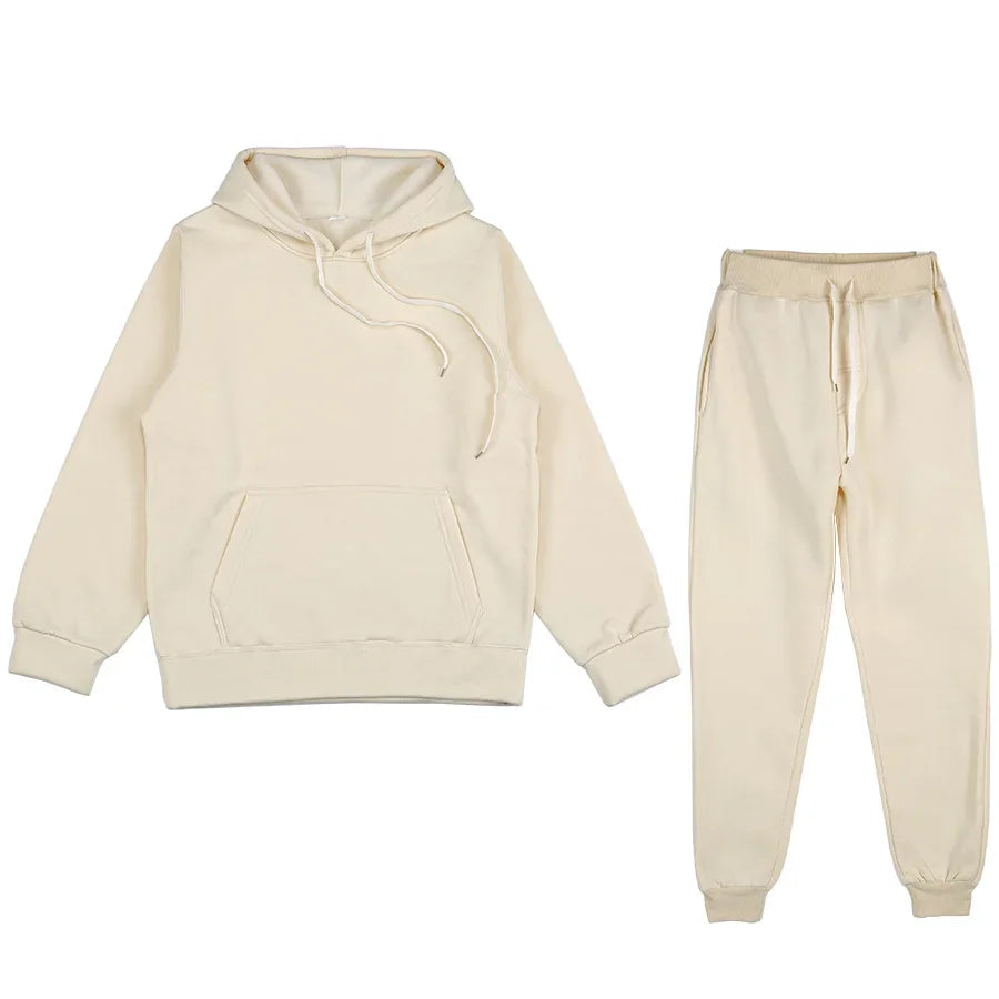 Men's Solid Hoodie & Pants Set