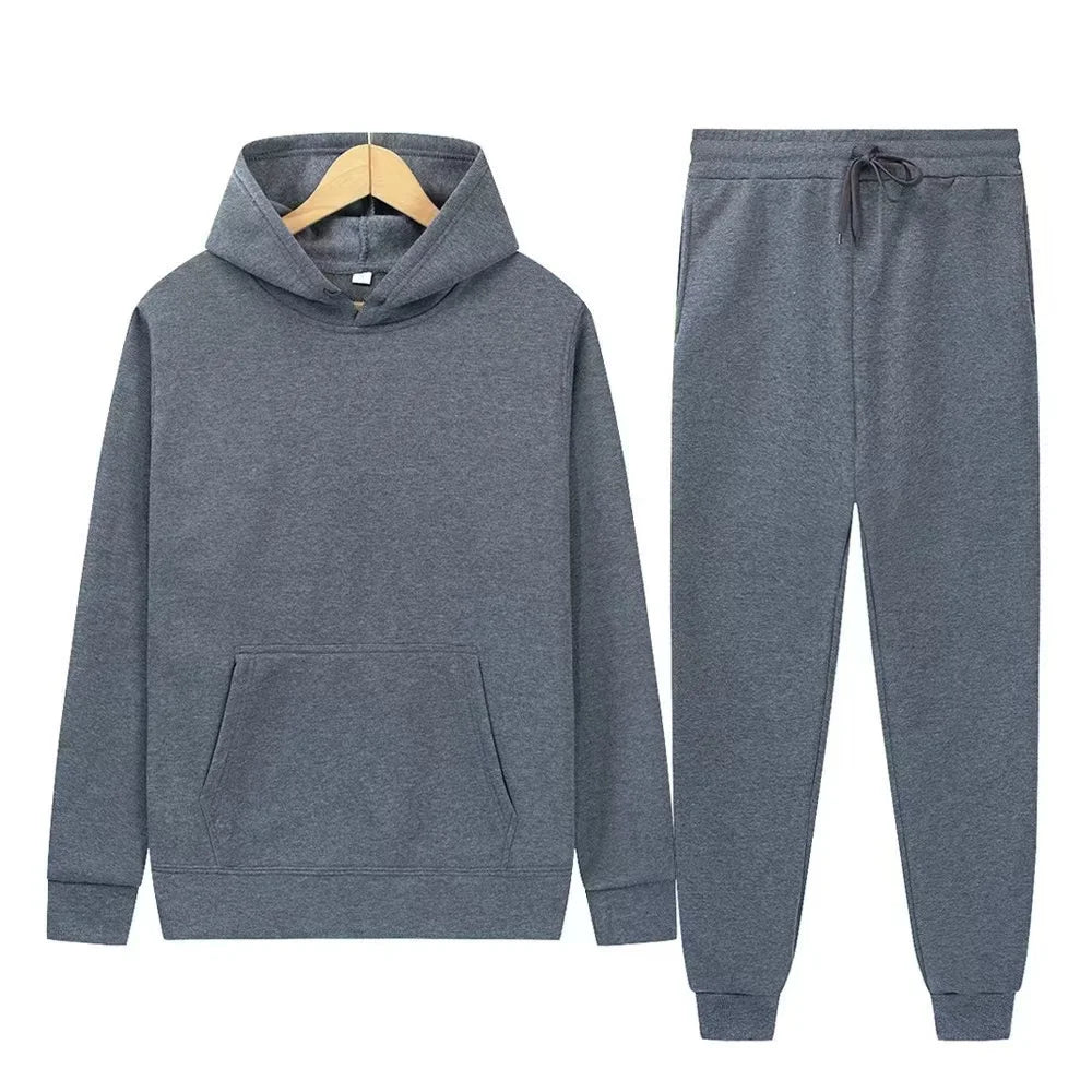 Men's Solid Hoodie & Pants Set