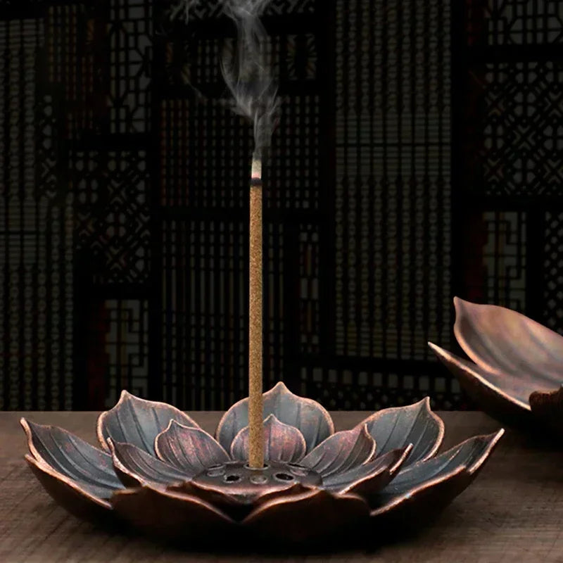 Bronze Lotus Incense Stick Holder