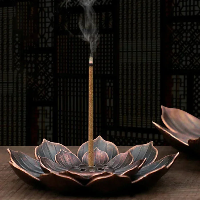 Bronze Lotus Incense Stick Holder