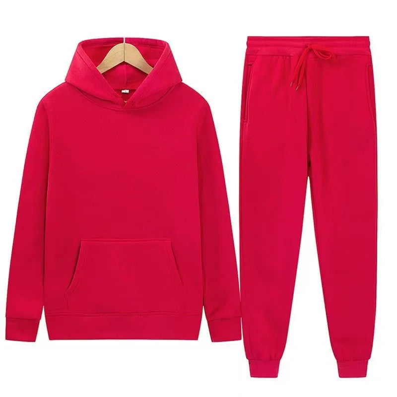 Men's Solid Hoodie & Pants Set