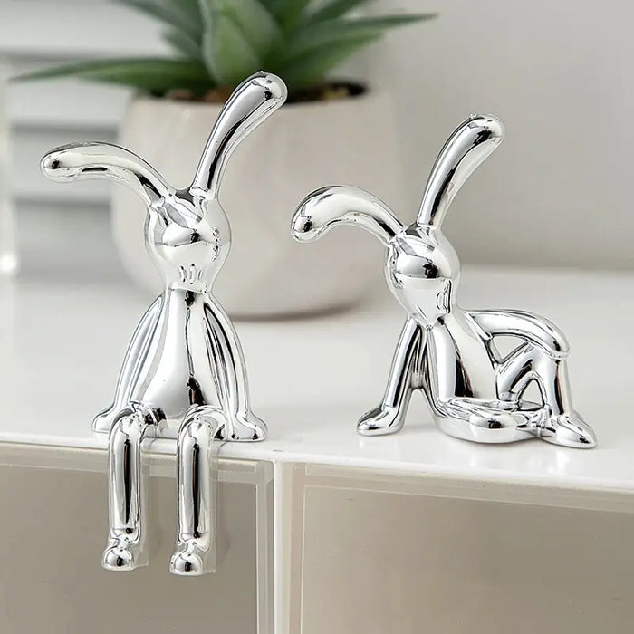Long-Eared Rabbit Figurines (2 Pcs)