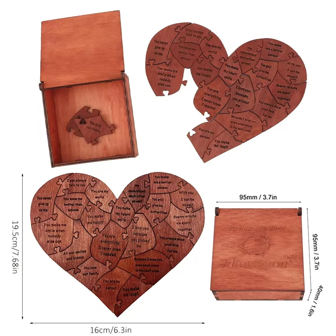 "20 Reasons Why I Love You" Engraved Puzzle Gift
