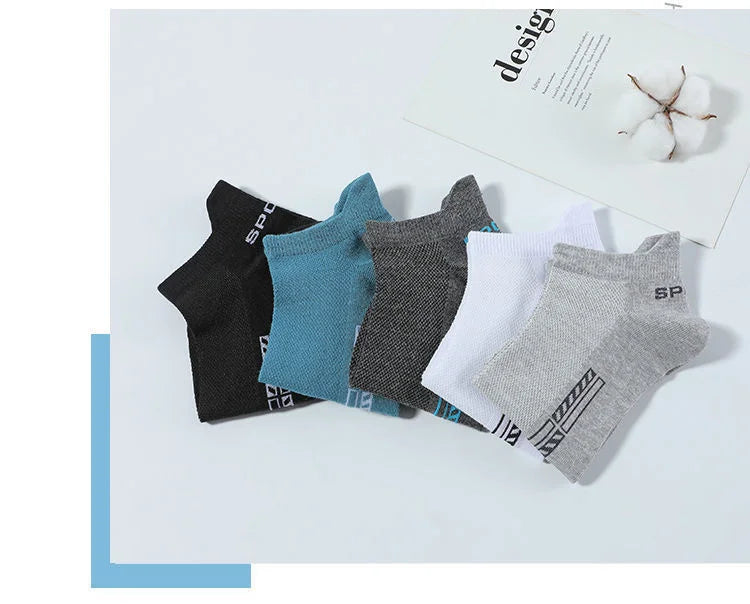 Men's Breathable Cotton Ankle Socks (5 Pairs)