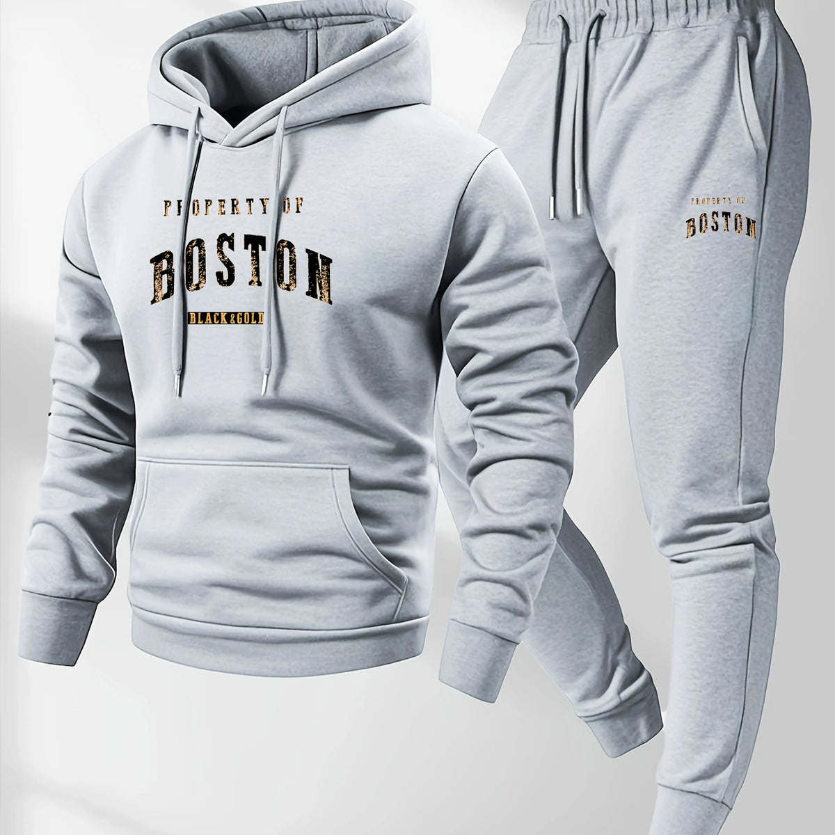 Men's Boston Print Hoodie & Sweatpants Set