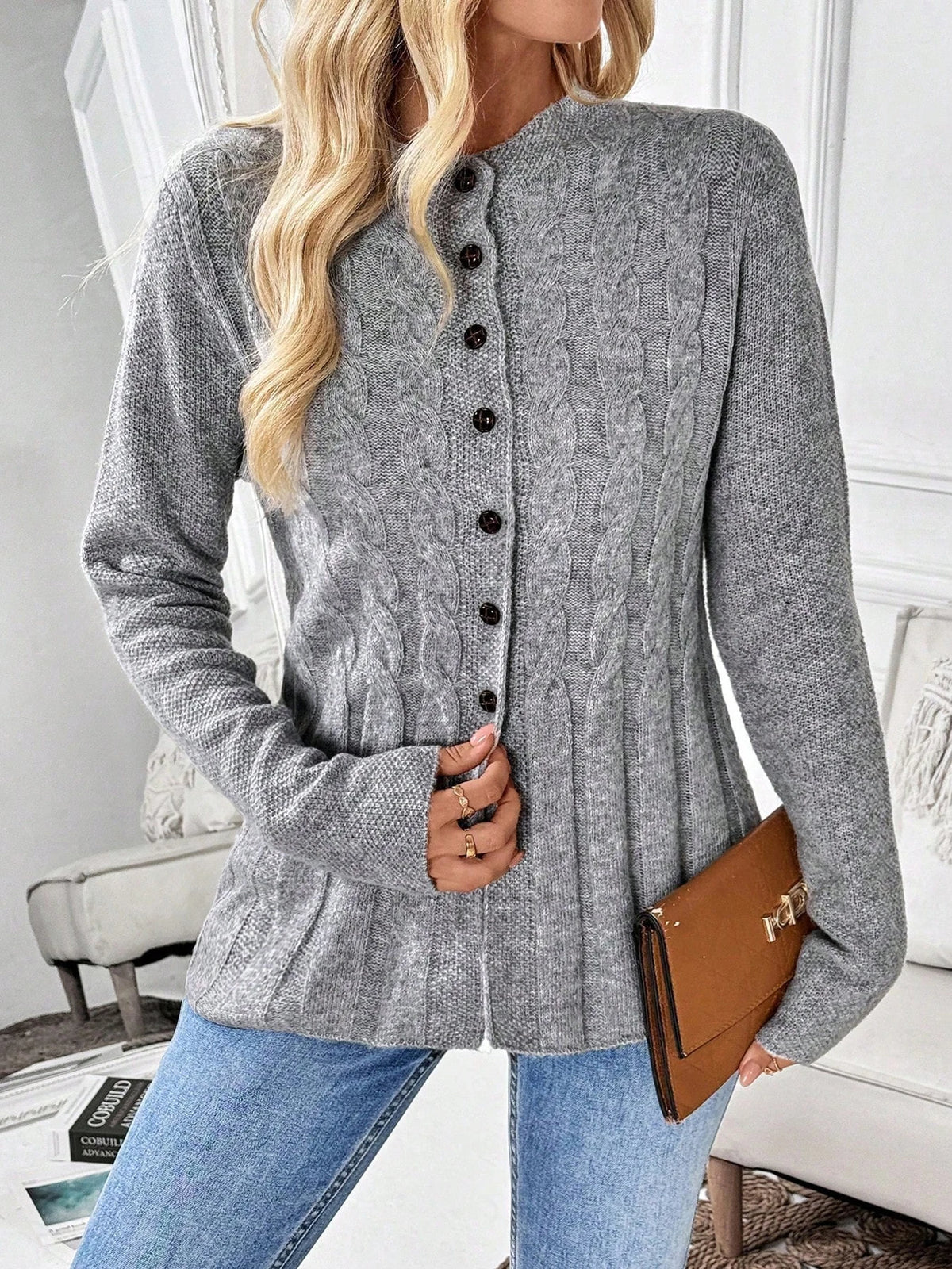 Women's Solid Knit Cardigan Sweater