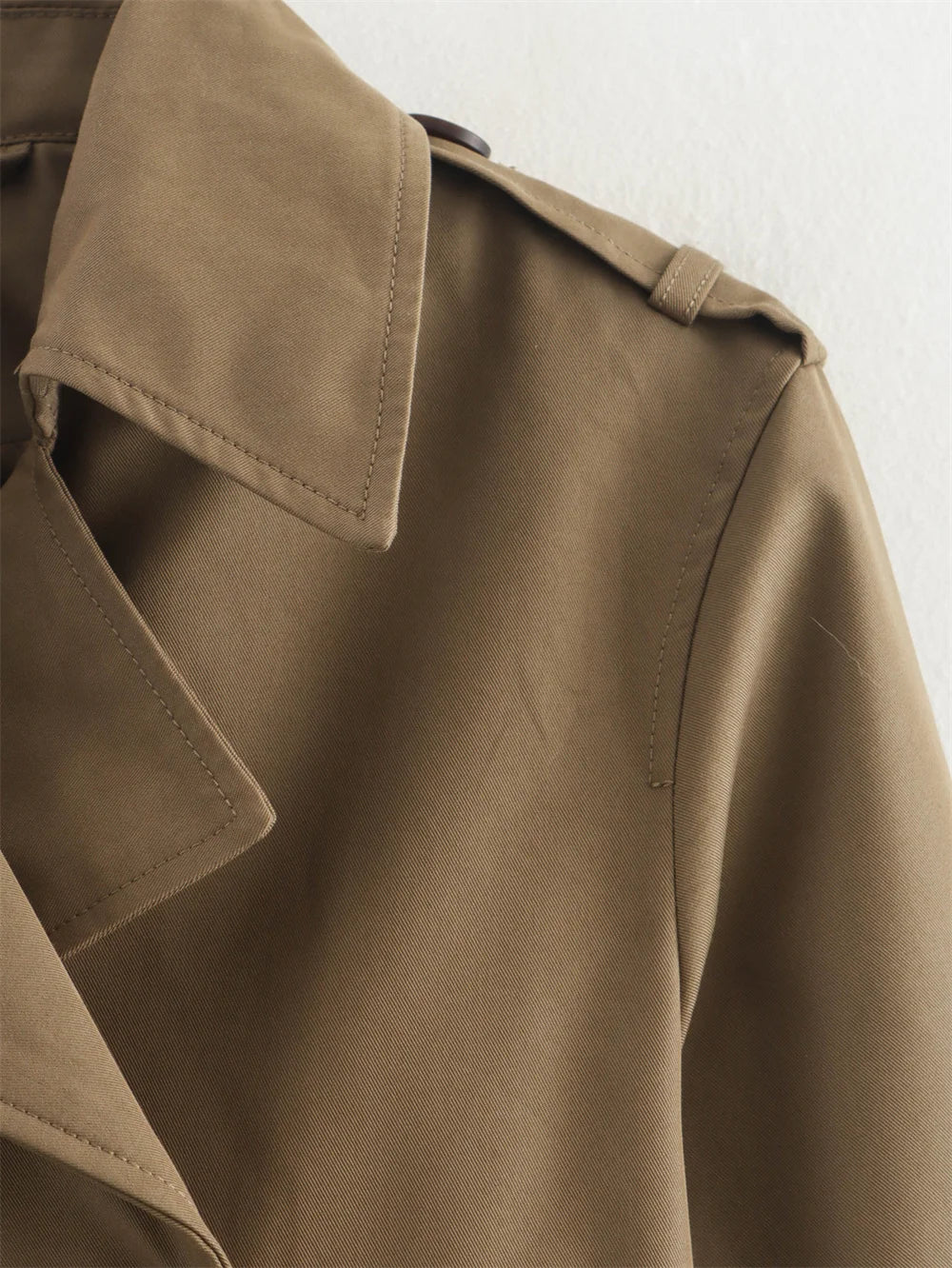 Women's Vintage Double-Breasted Cropped Trench