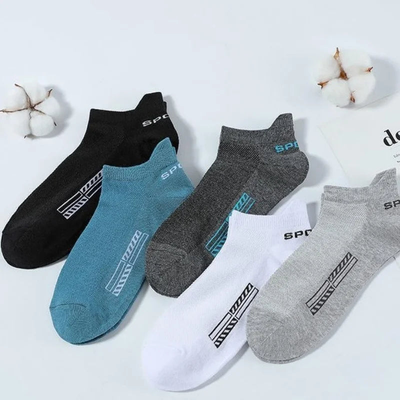 Men's Breathable Cotton Ankle Socks (5 Pairs)