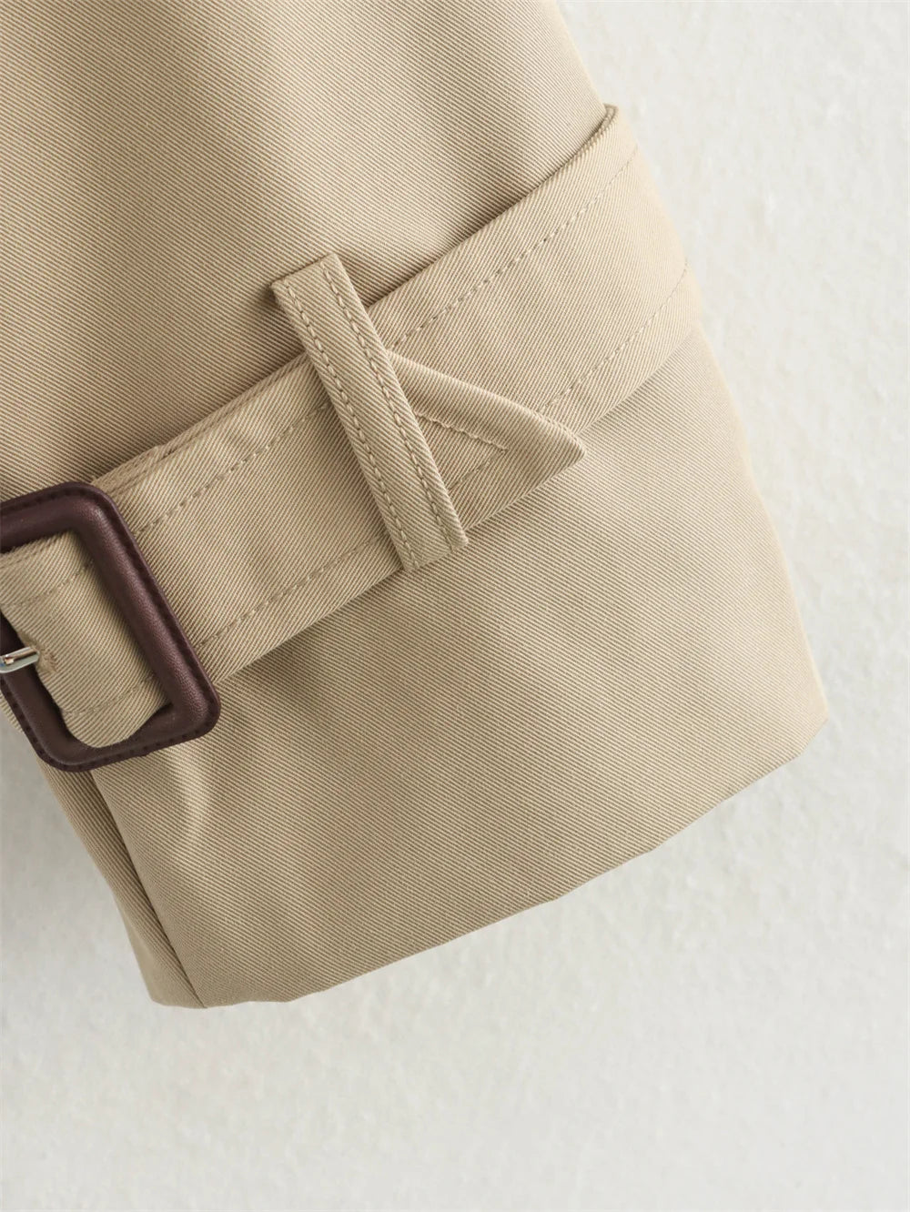 Women's Vintage Double-Breasted Cropped Trench