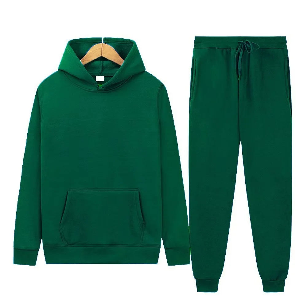 Men's Solid Hoodie & Pants Set
