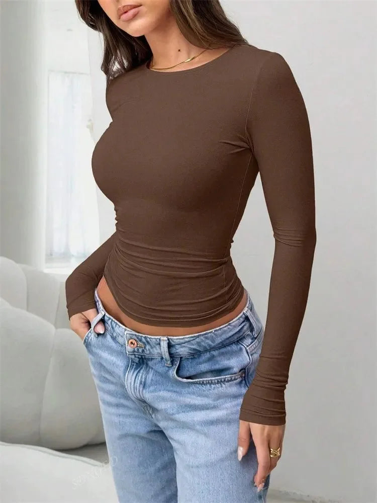 Women's Basic Long Sleeve Crop Top