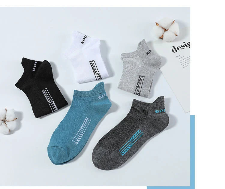 Men's Breathable Cotton Ankle Socks (5 Pairs)
